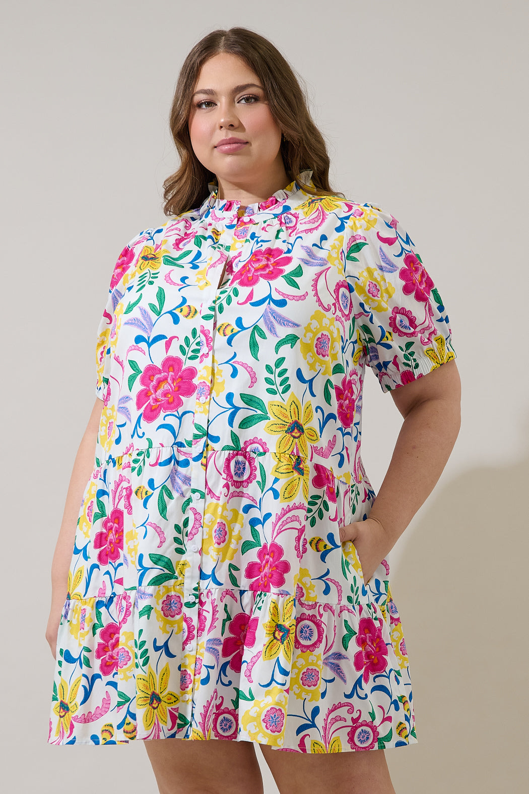 Kress Floral Domis Shift Mini Dress Curve