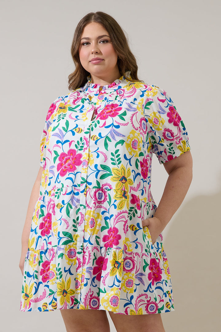 Kress Floral Domis Shift Mini Dress Curve