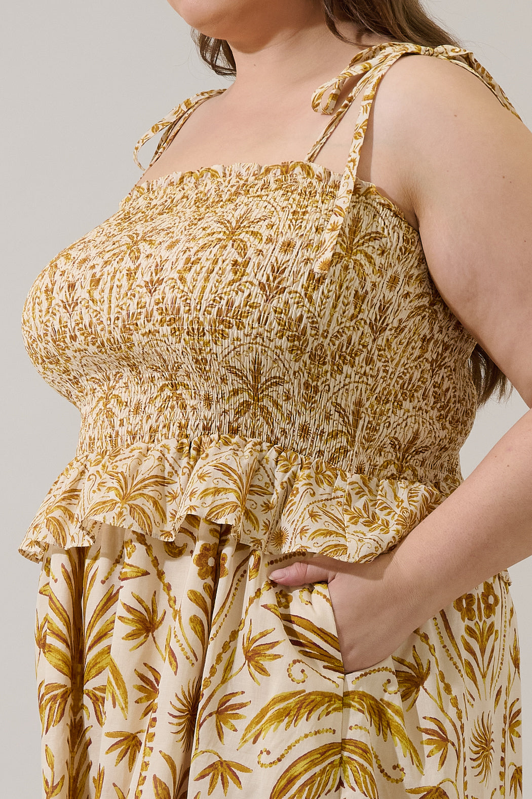Calina Tropical Irvine Smocked Mini Dress Curve