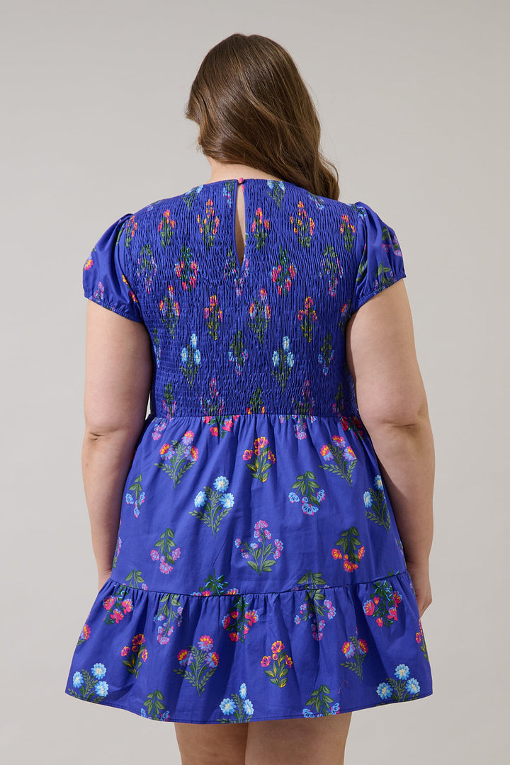 Clemen Floral Ansel Smocked Mini Dress Curve