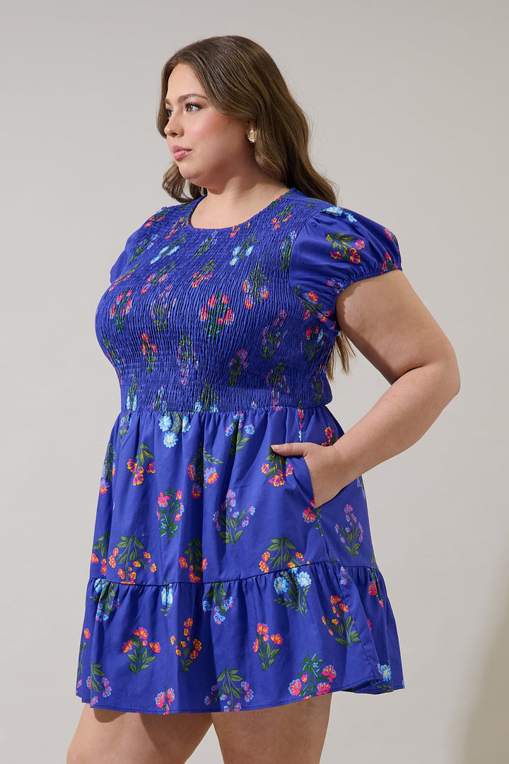 Clemen Floral Ansel Smocked Mini Dress Curve