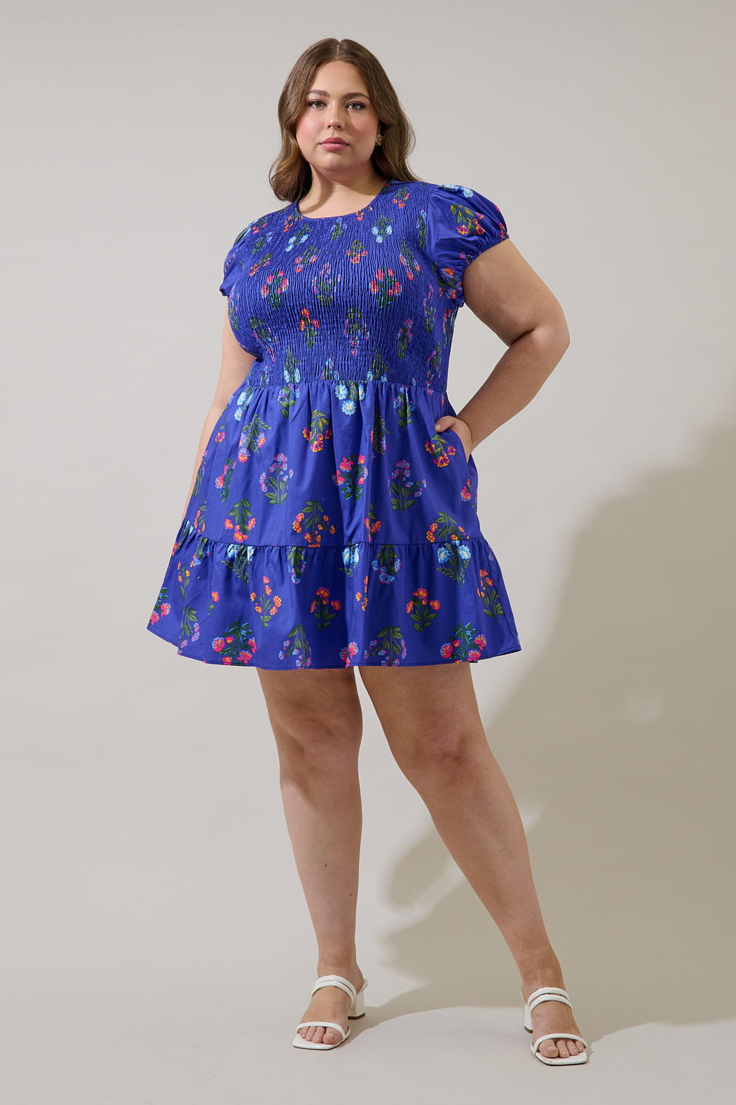Clemen Floral Ansel Smocked Mini Dress Curve