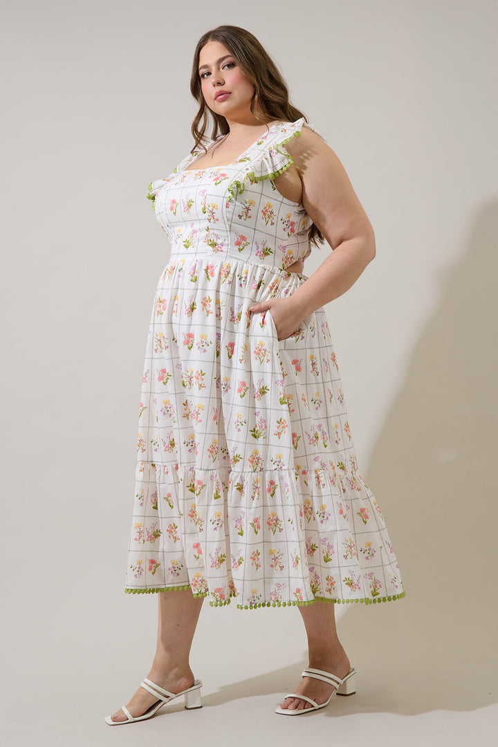 Diane Floral Maira Tie Back Midi Dress Curve