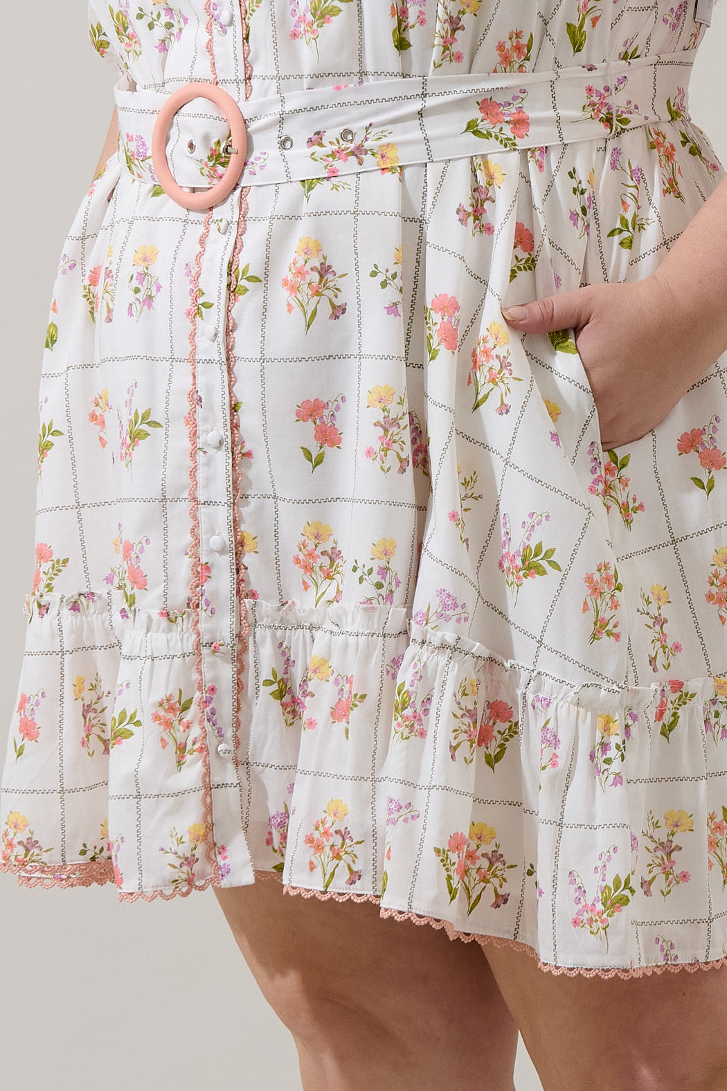 Diane Floral Redna Button Down Mini Dress Curve