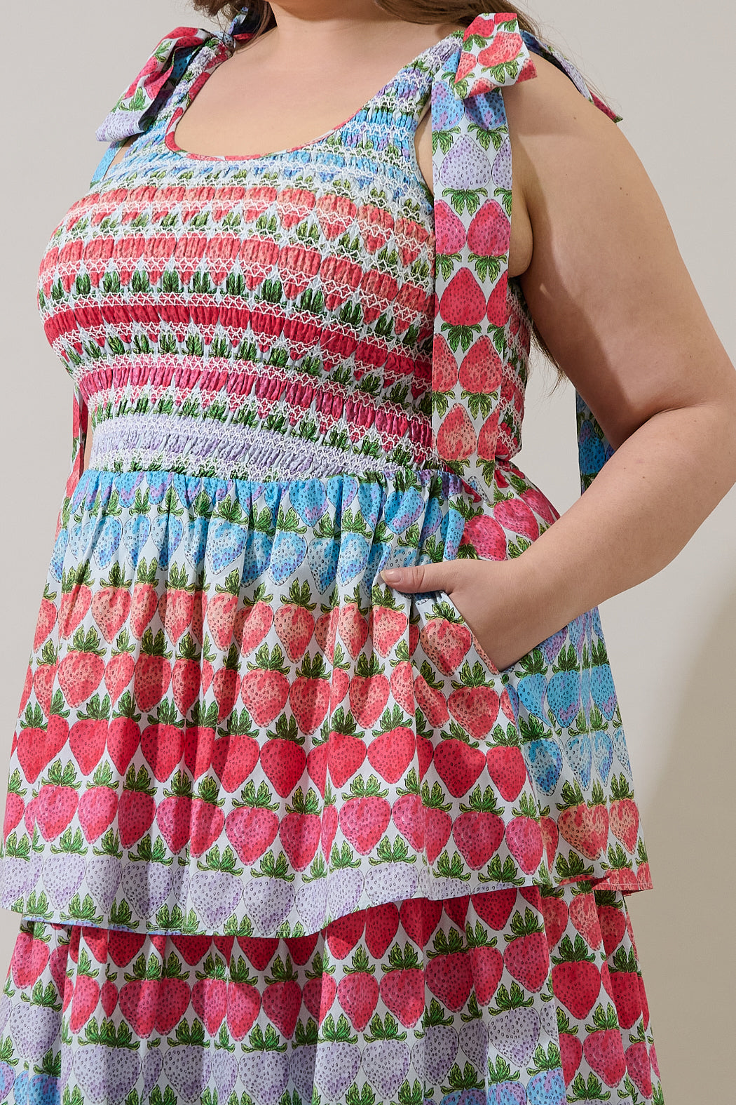 Berry Burst Kasia Smocked Midi Dress Curve