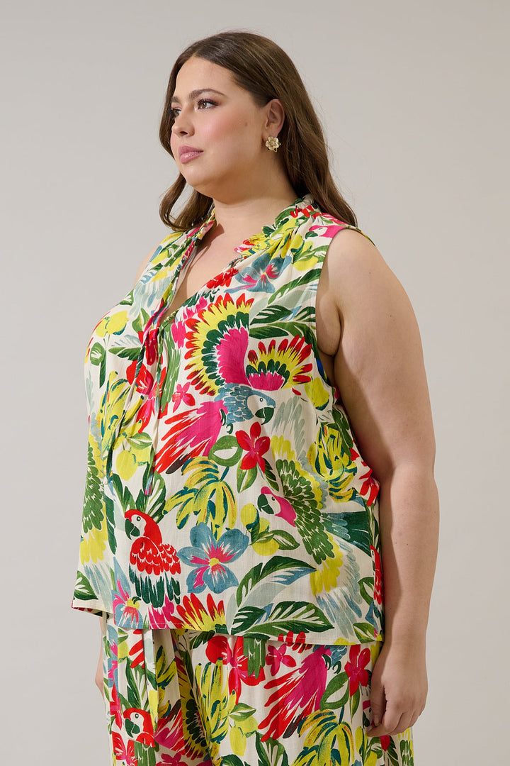 Wissa Tropical Miley Sleeveless Blouse Curve