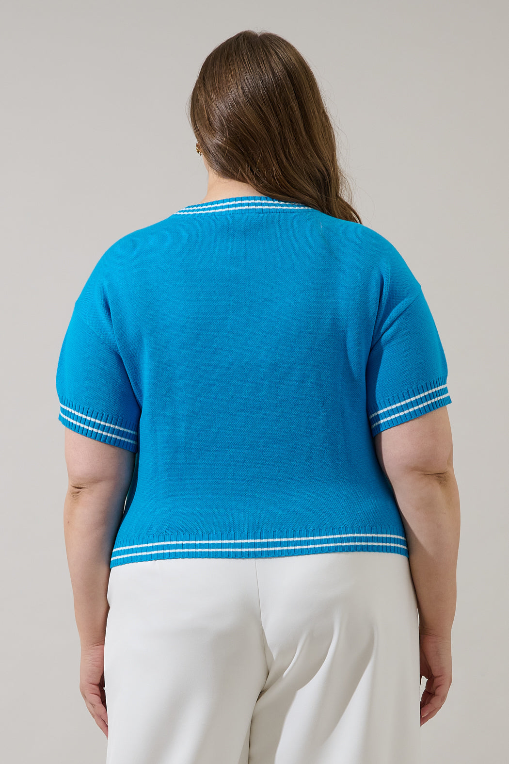 Brissy Cherry Drop Shoulder Sweater Top Curve