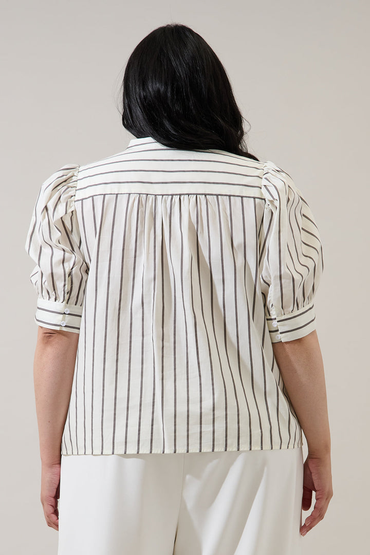 Kamara Striped Klina Drape Sleeve Top Curve
