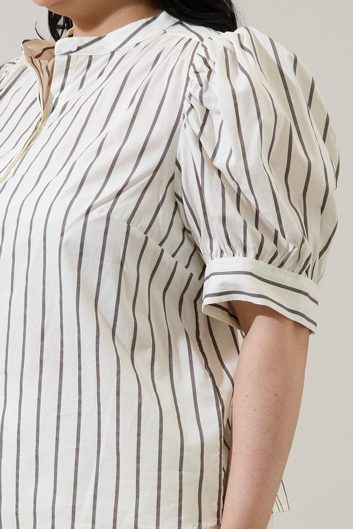Kamara Striped Klina Drape Sleeve Top Curve
