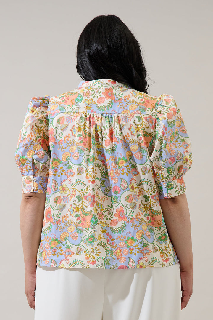 Zamara Floral Klina Drape Sleeve Top Curve