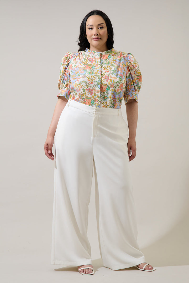 Zamara Floral Klina Drape Sleeve Top Curve