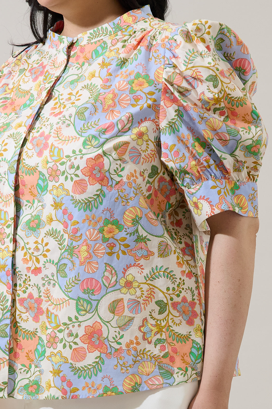 Zamara Floral Klina Drape Sleeve Top Curve