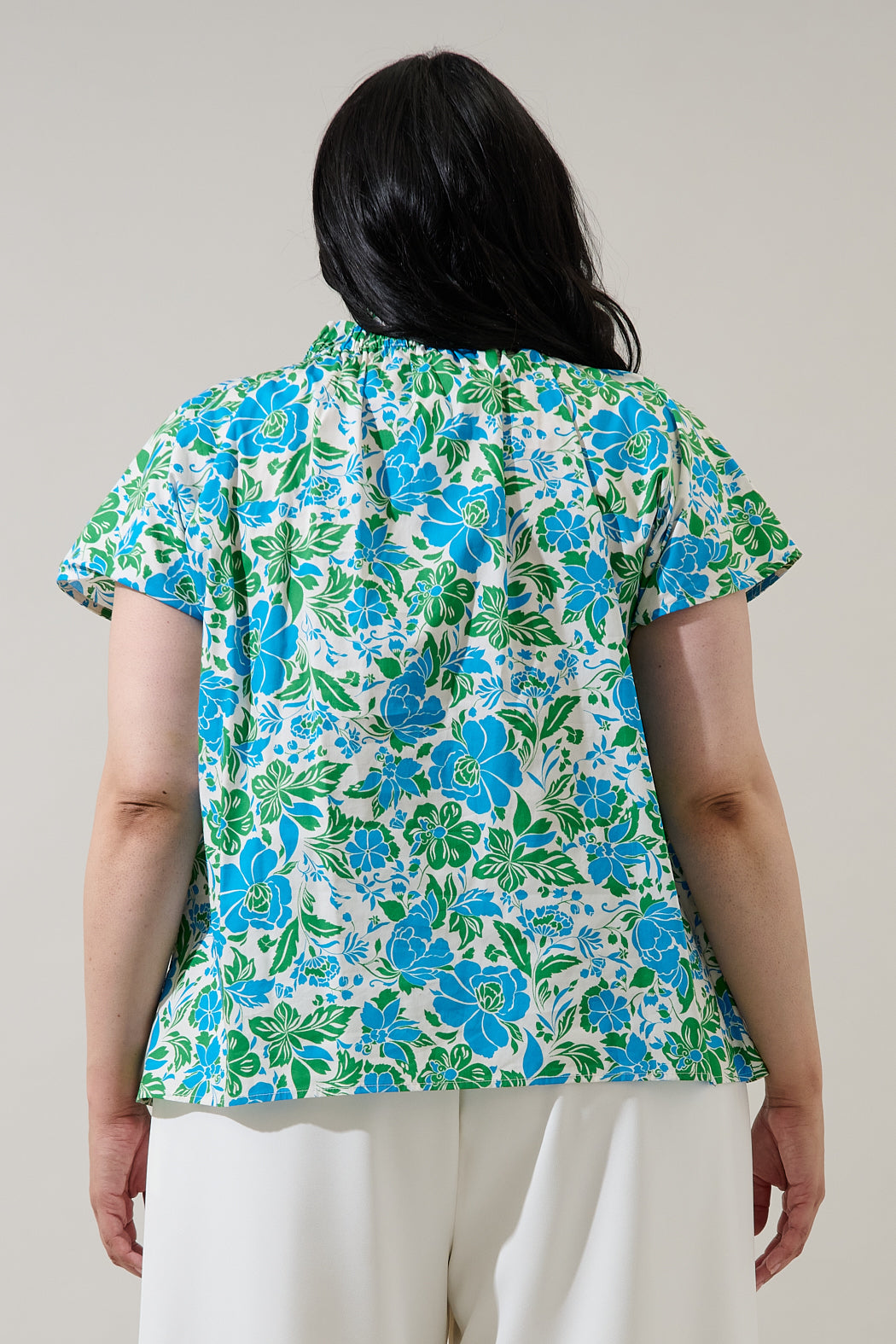 Bivore Floral Patma Mock Neck Top Curve