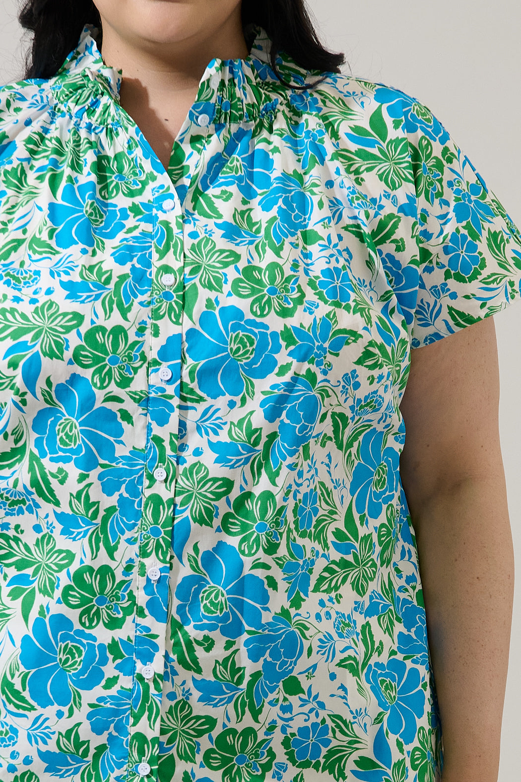 Bivore Floral Patma Mock Neck Top Curve