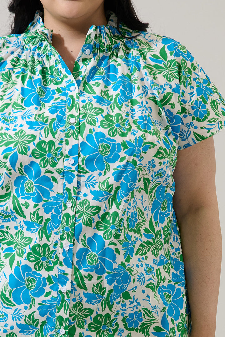 Bivore Floral Patma Mock Neck Top Curve