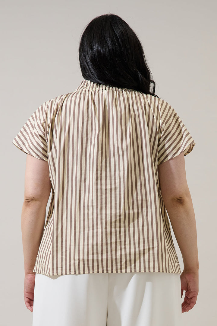 Keina Striped Patma Mock Neck Top Curve