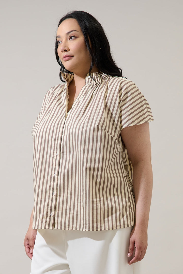 Keina Striped Patma Mock Neck Top Curve