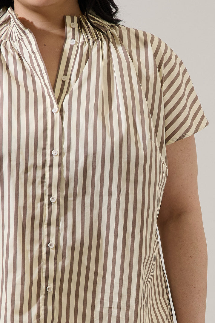 Keina Striped Patma Mock Neck Top Curve