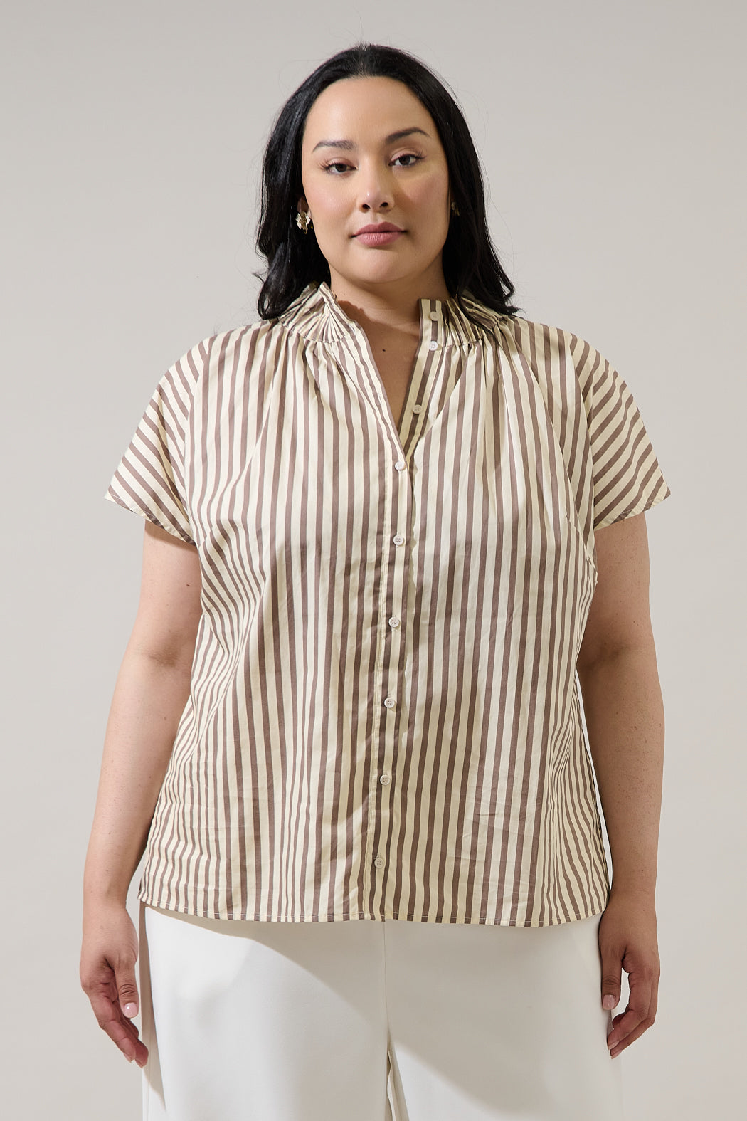 Keina Striped Patma Mock Neck Top Curve