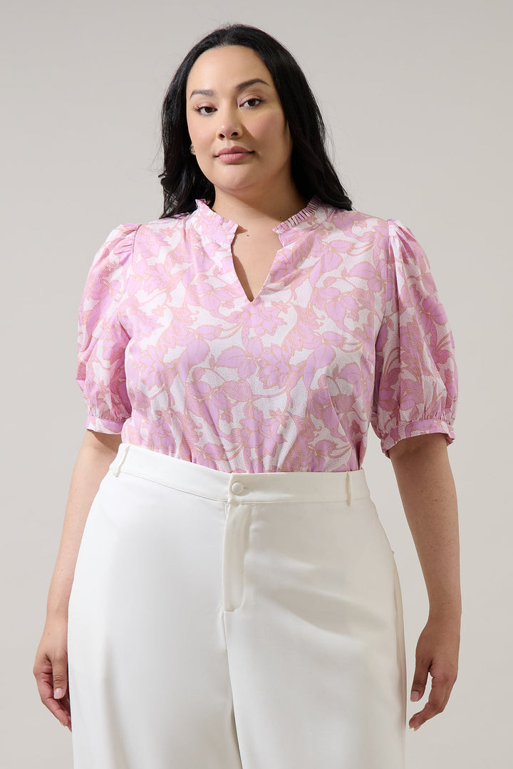 Daney Floral Terri Puff Sleeve Top Curve