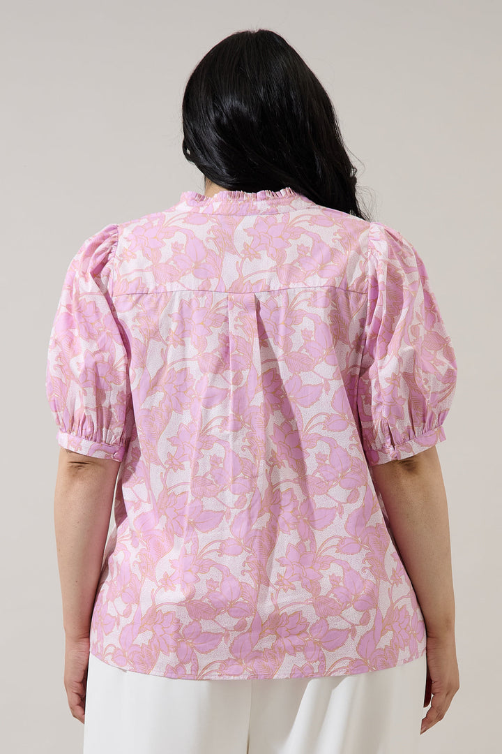 Daney Floral Terri Puff Sleeve Top Curve