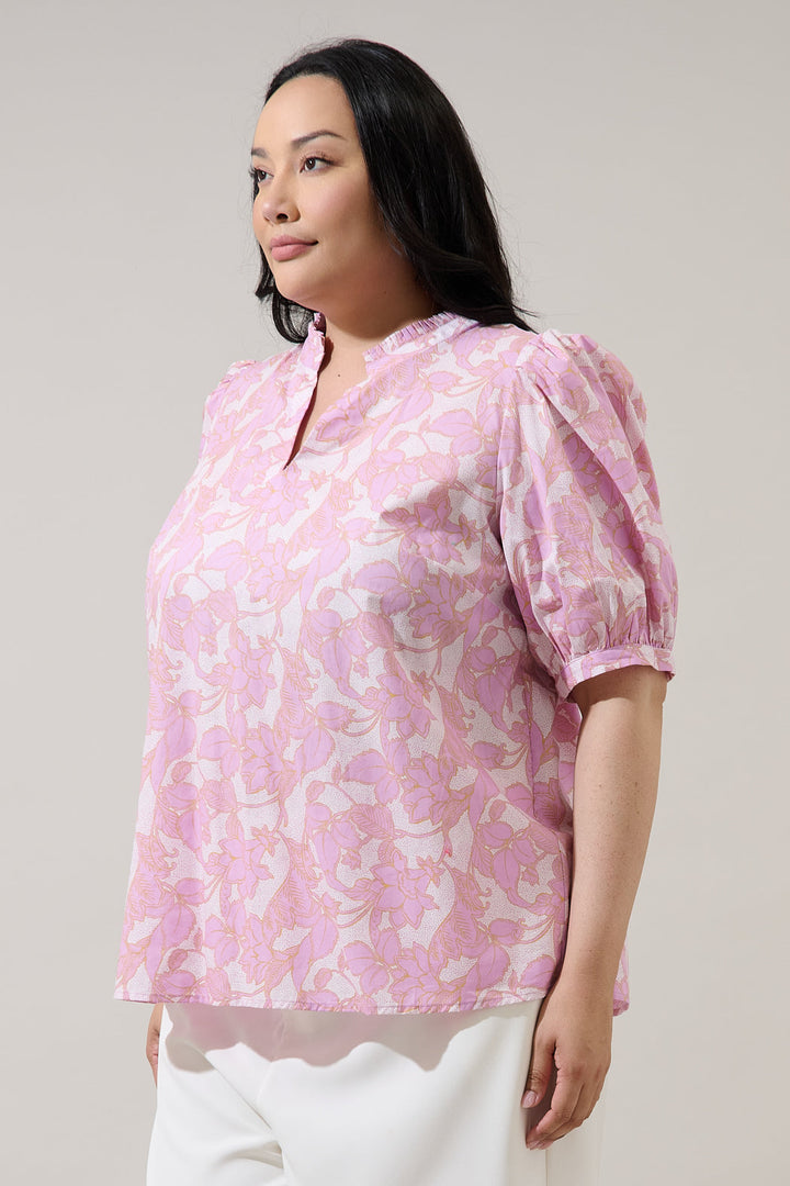 Daney Floral Terri Puff Sleeve Top Curve
