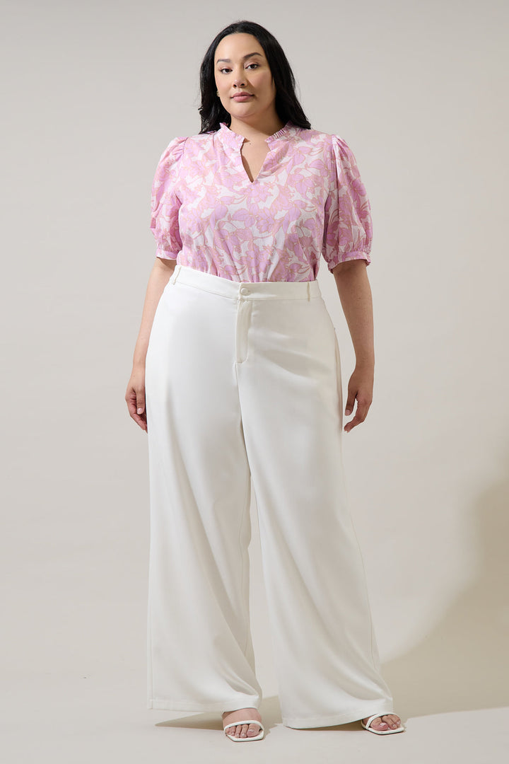 Daney Floral Terri Puff Sleeve Top Curve