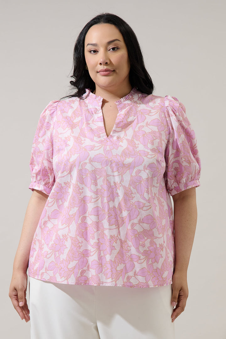 Daney Floral Terri Puff Sleeve Top Curve