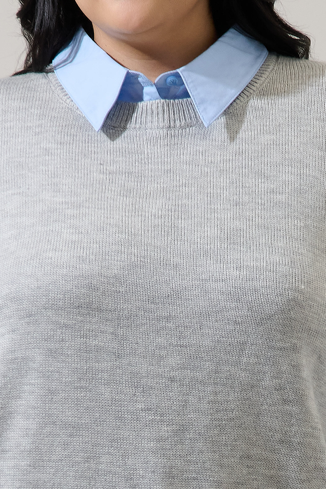 Azira Mix Media Collared Sweater Curve