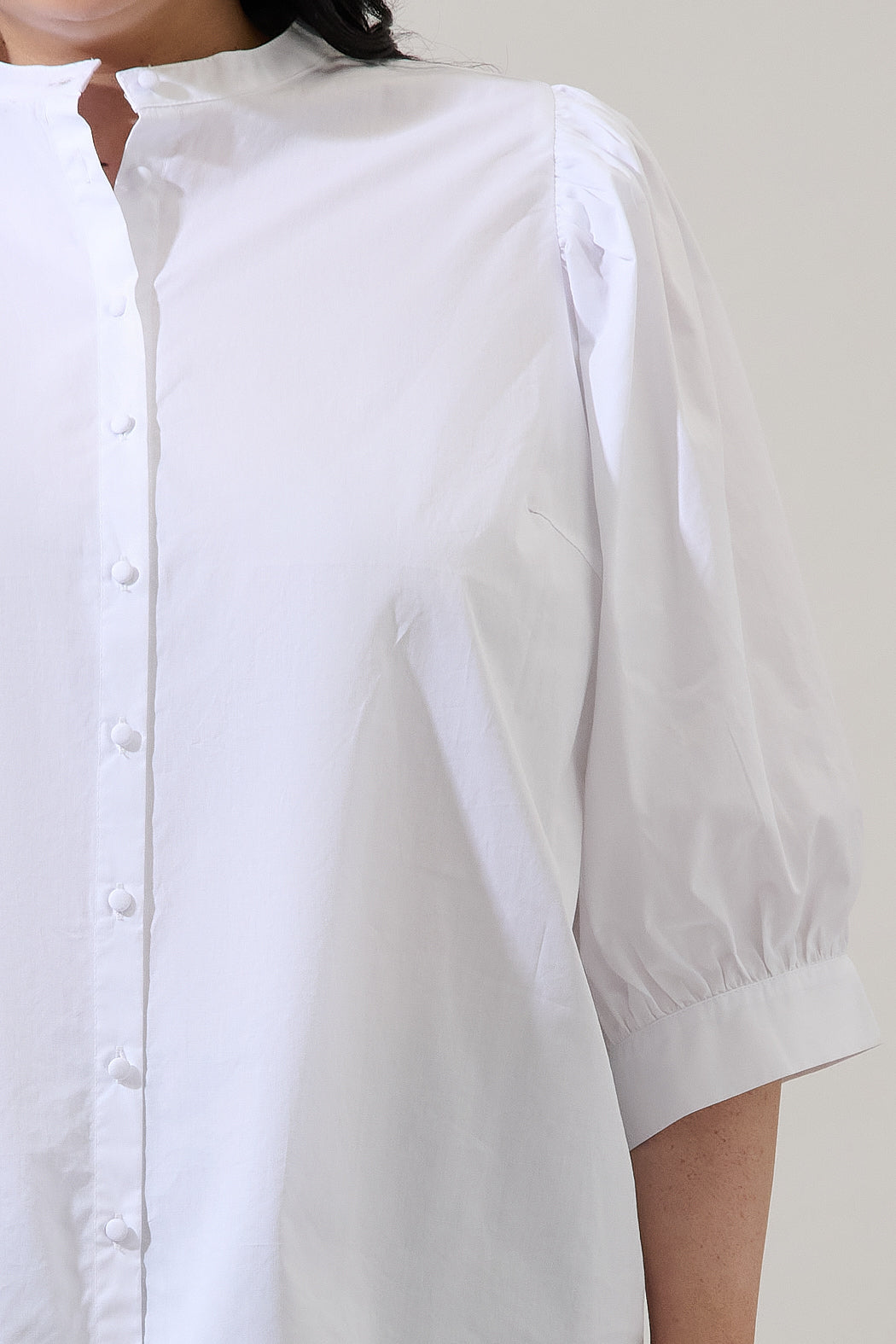 Raveny Button Up Puff Sleeve Shirt Curve