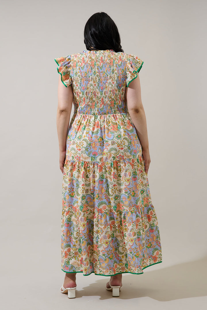 Sunfire Tiered Midi Dress Zamara Floral Curve