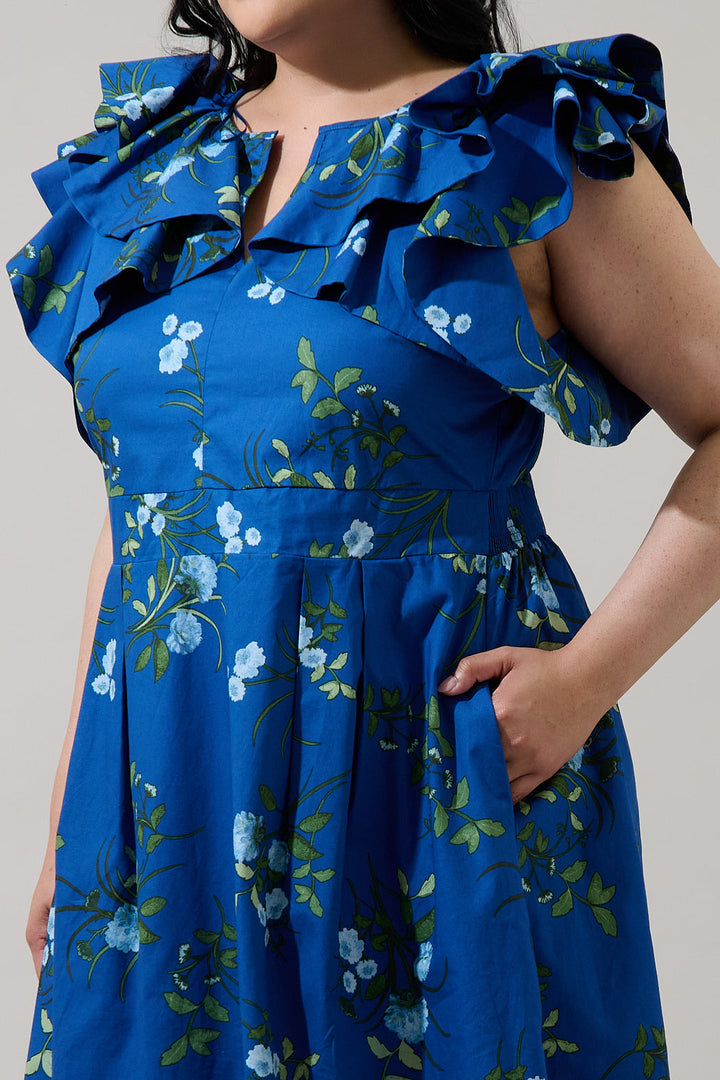Sendra Floral Santana Tie Back Midi Dress Curve