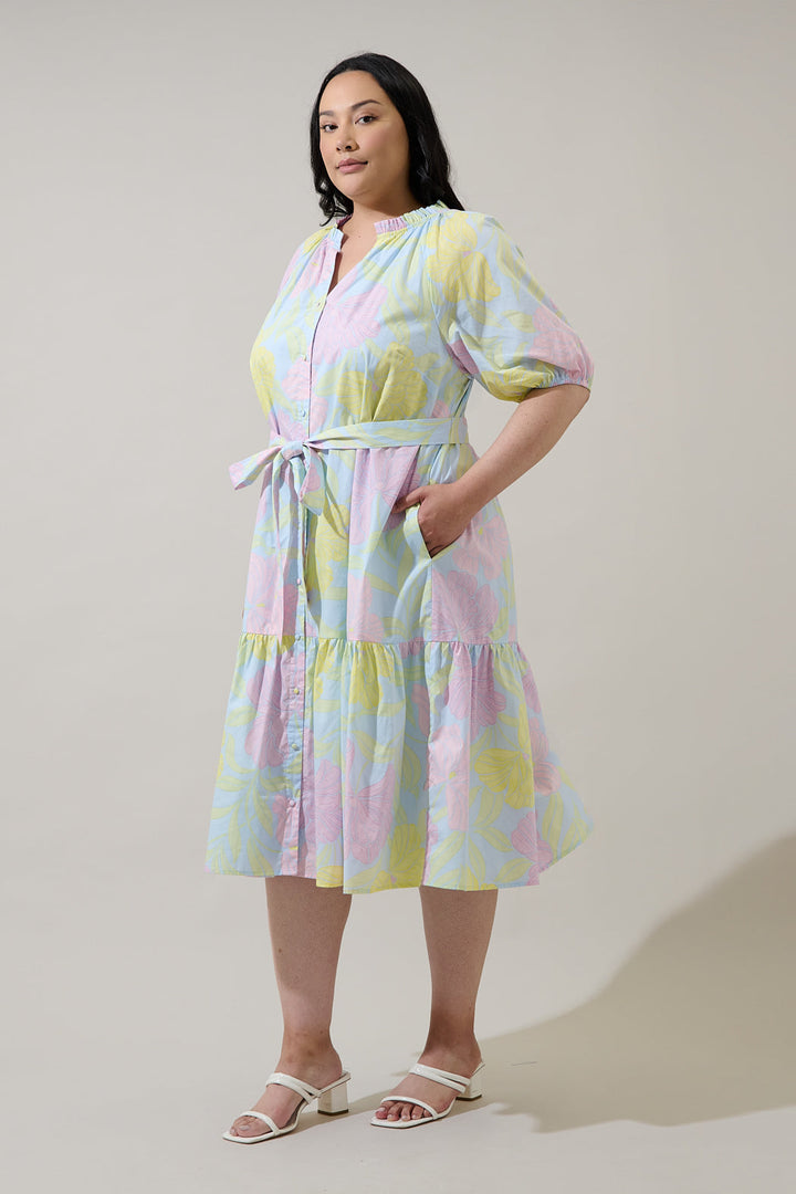 Wynette Tiered Midi Dress Brisa Floral Curve
