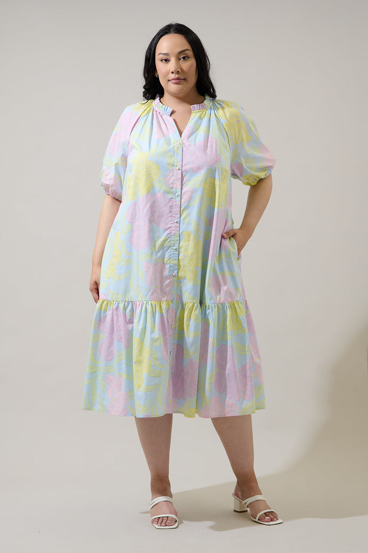 Wynette Tiered Midi Dress Brisa Floral Curve