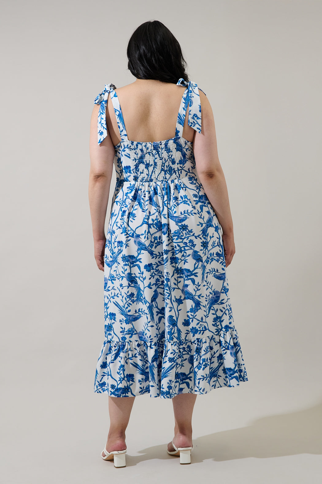 Ciela Floral Baker Tie Strap Midi Dress Curve