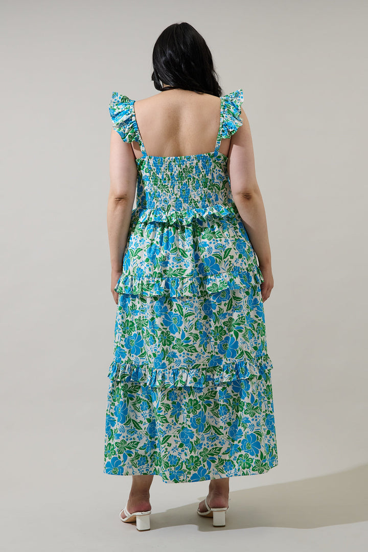 Bivore Floral Truth Tiered Maxi Dress Curve