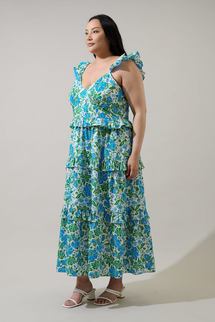 Bivore Floral Truth Tiered Maxi Dress Curve