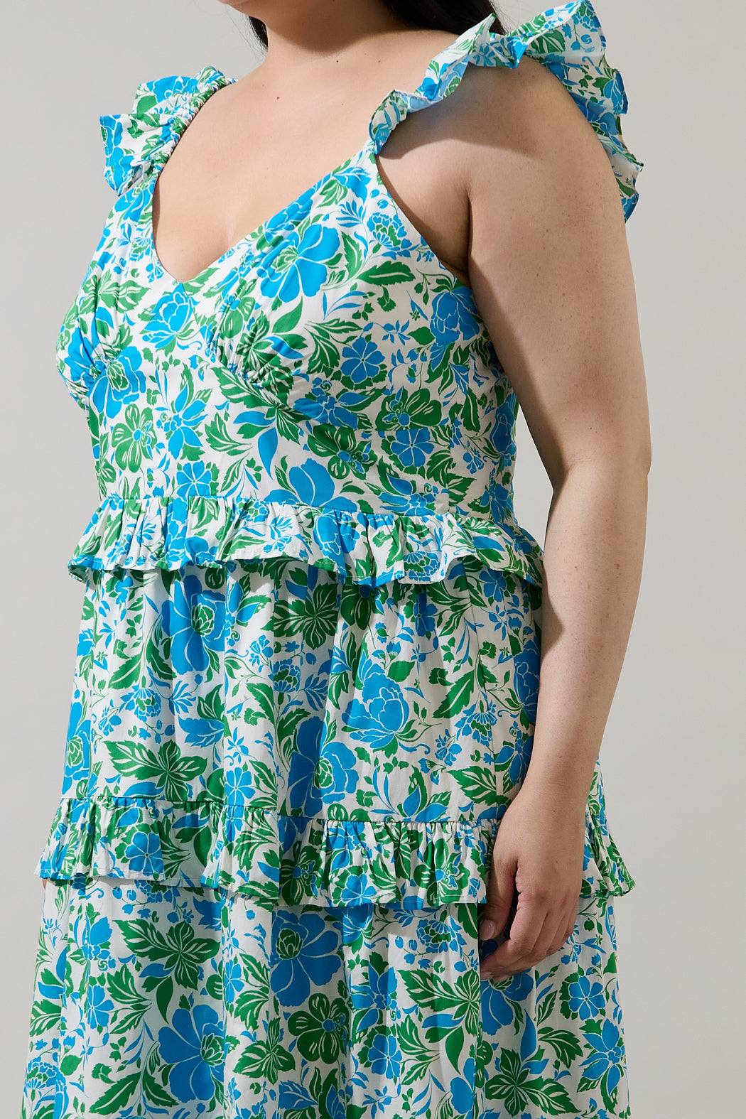 Bivore Floral Truth Tiered Maxi Dress Curve