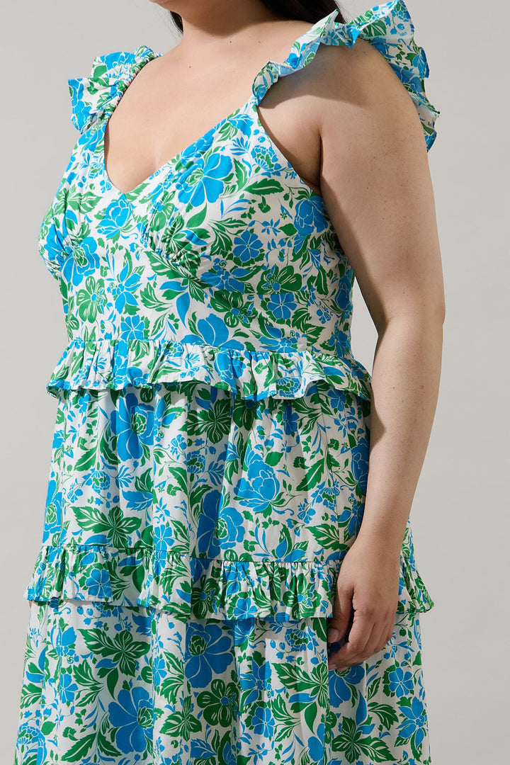 Bivore Floral Truth Tiered Maxi Dress Curve