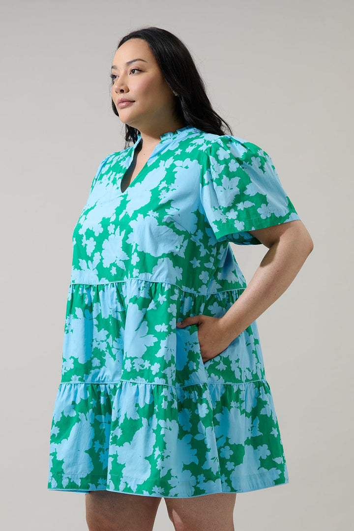 Riona Floral Candace Tiered Mini Dress Curve