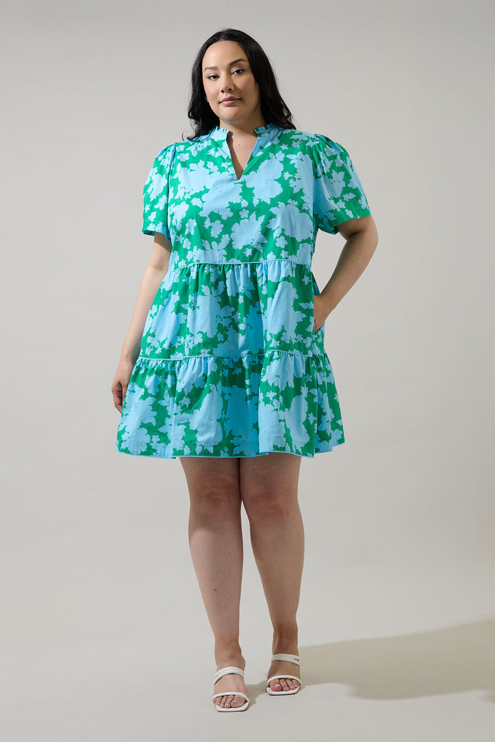 Riona Floral Candace Tiered Mini Dress Curve