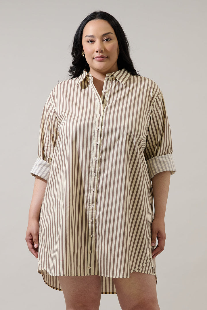 Keina Striped Luba Oversized Shirt Mini Dress Curve