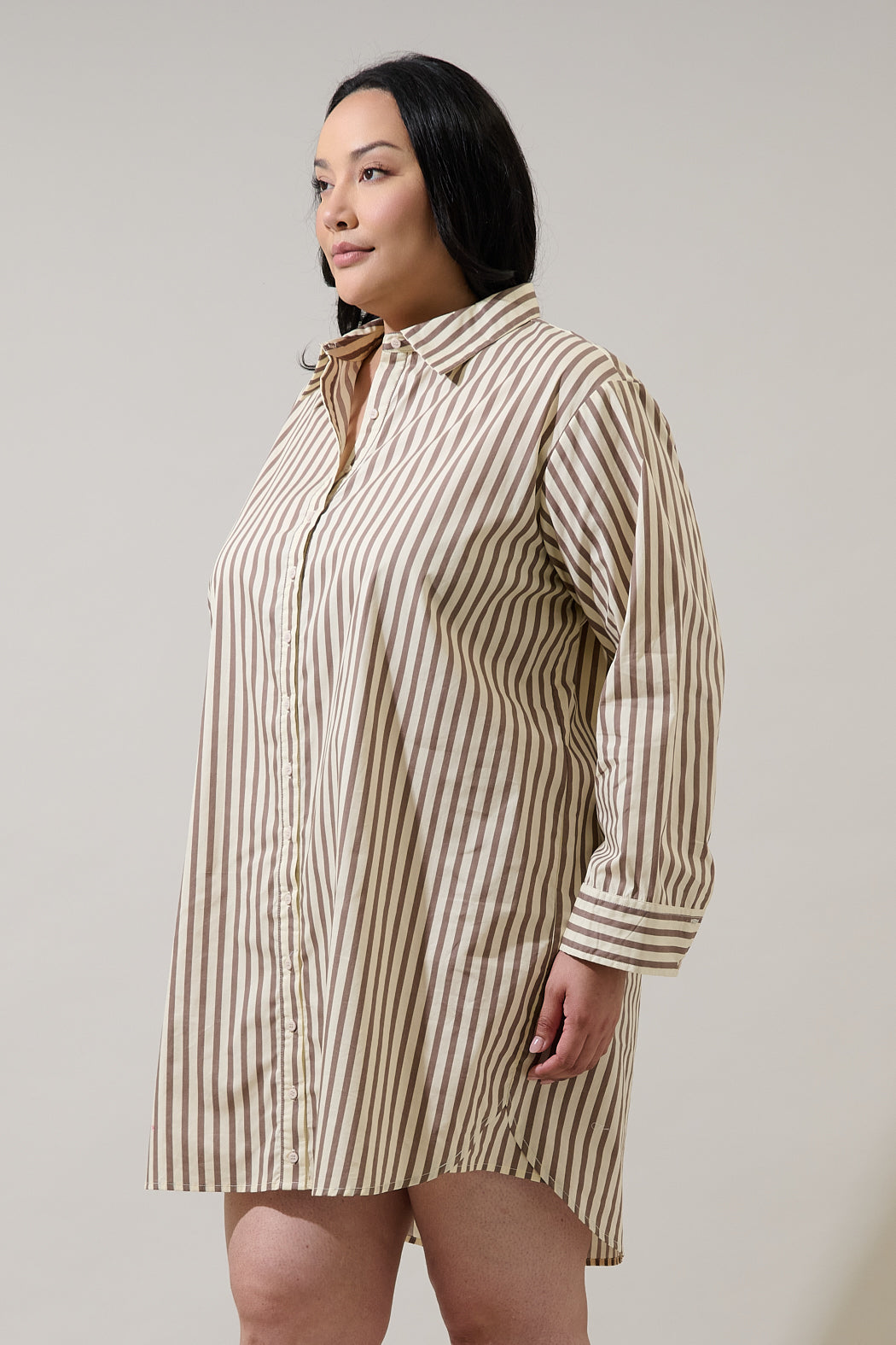 Keina Striped Luba Oversized Shirt Mini Dress Curve