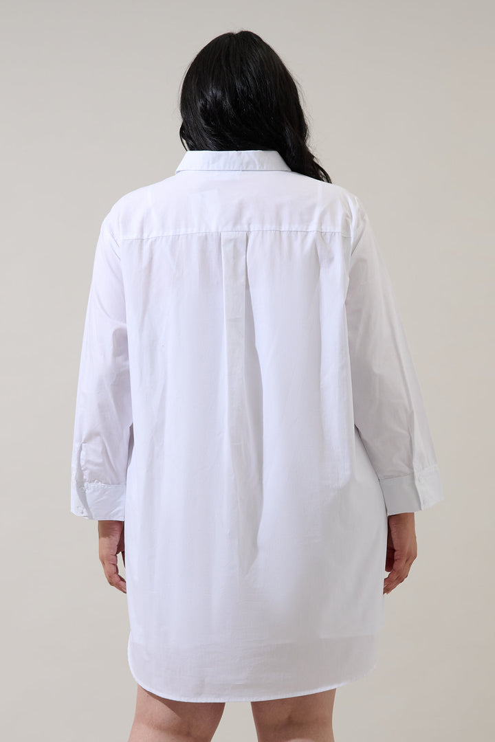 Kaira Poplin Button Down Shirt Dress Curve