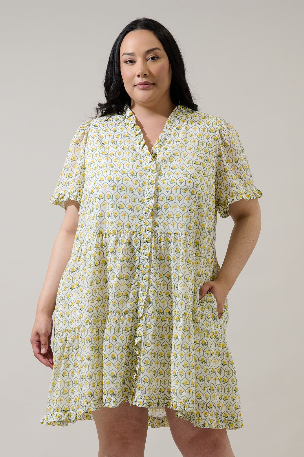 Trinny Floral Kara Shift Mini Dress Curve