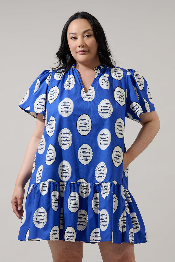 Sardine Sea Azari Shift Mini Dress Curve