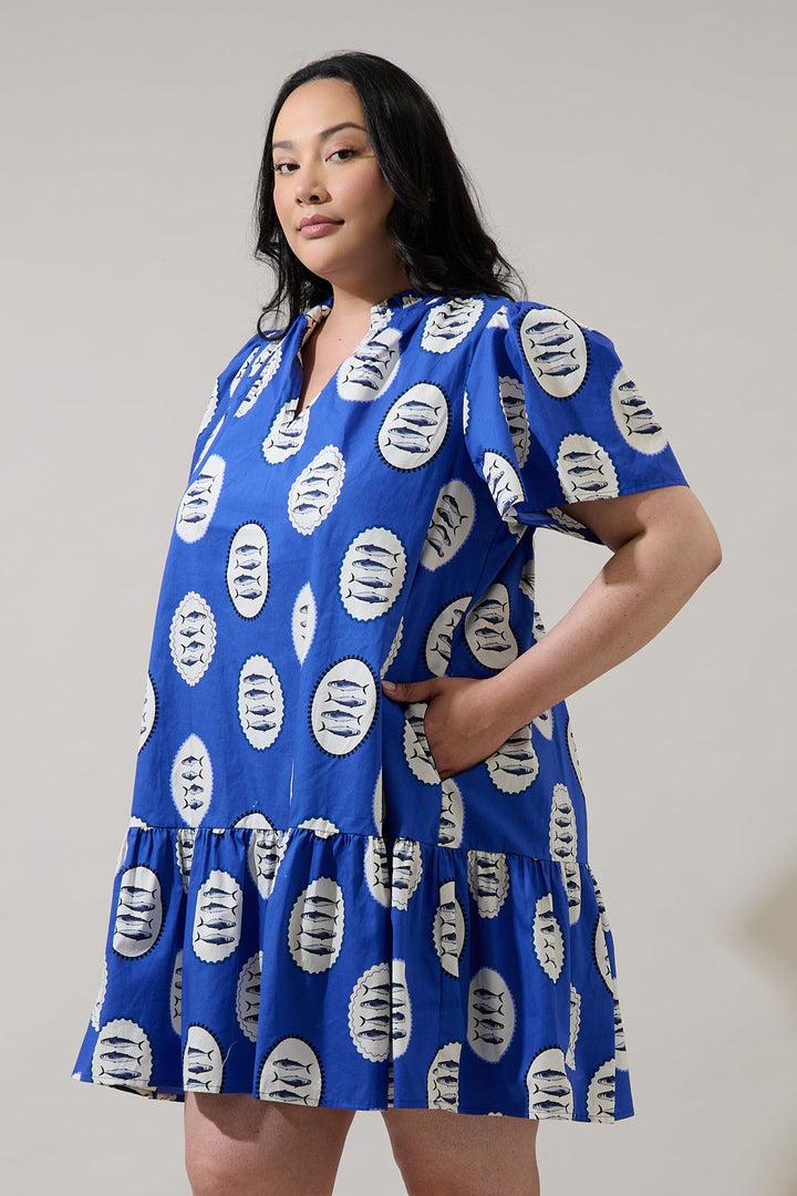 Sardine Sea Azari Shift Mini Dress Curve