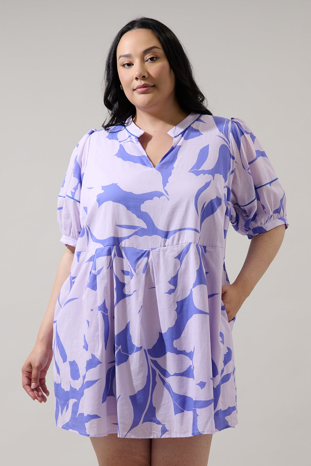 Fawna Shift Mini Dress Nataly Floral Curve