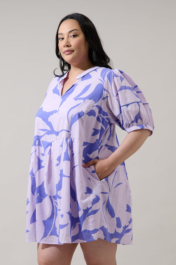 Fawna Shift Mini Dress Nataly Floral Curve