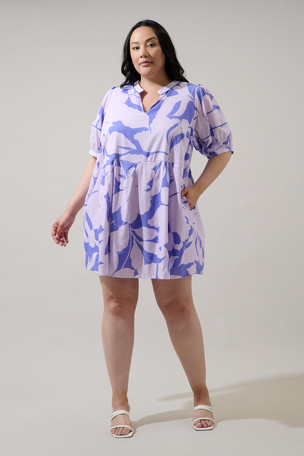 Fawna Shift Mini Dress Nataly Floral Curve